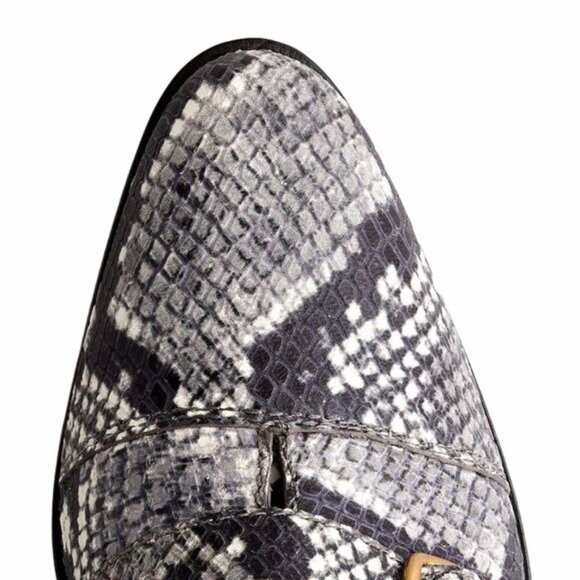 J Crew Multi Buckle Boots in Snake Embossed Leather Size 6.5 NIB - Picture 3 of 8